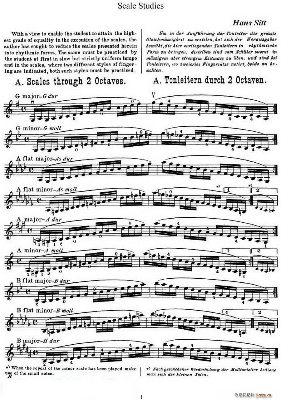 小提琴音阶练习 作品32 Scale Studie A(小提琴谱)1