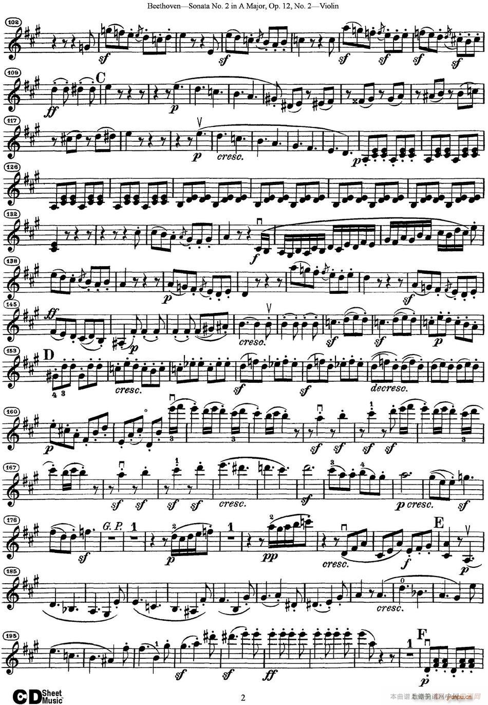 Violin Sonata No 2 in A Major Op 12 No 2