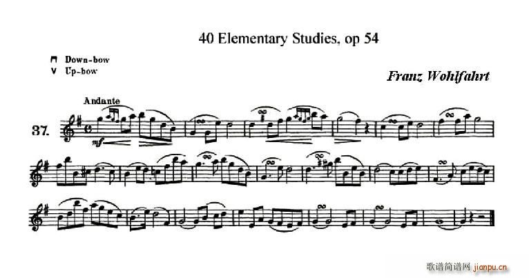 40首小提琴初级技巧练习曲之37简谱小提琴版,五线谱,初学者独奏曲谱完整版