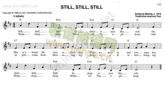 STILL,STILL,STILL简谱小提琴版,五线谱,入门独奏曲谱高清