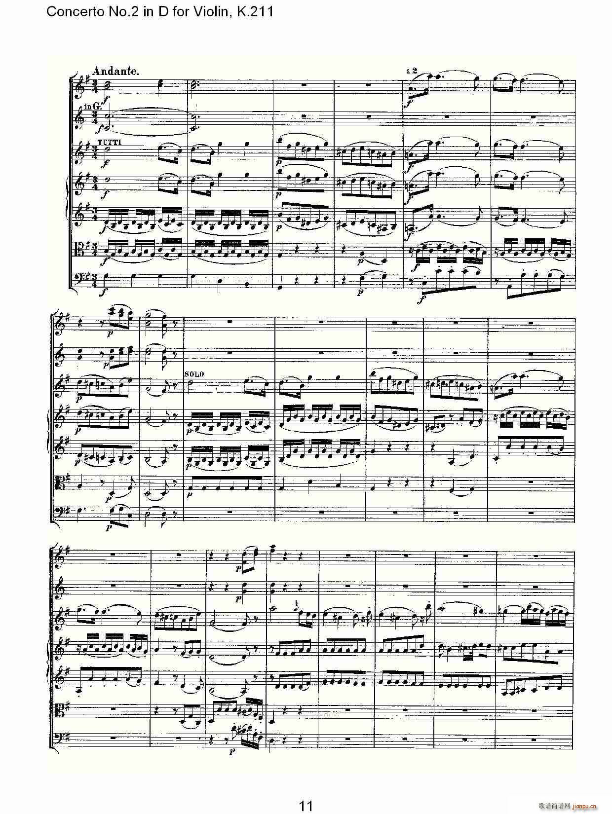 Concerto No.2 in D for Violin, K.211（D调小提琴第二协奏曲, ）