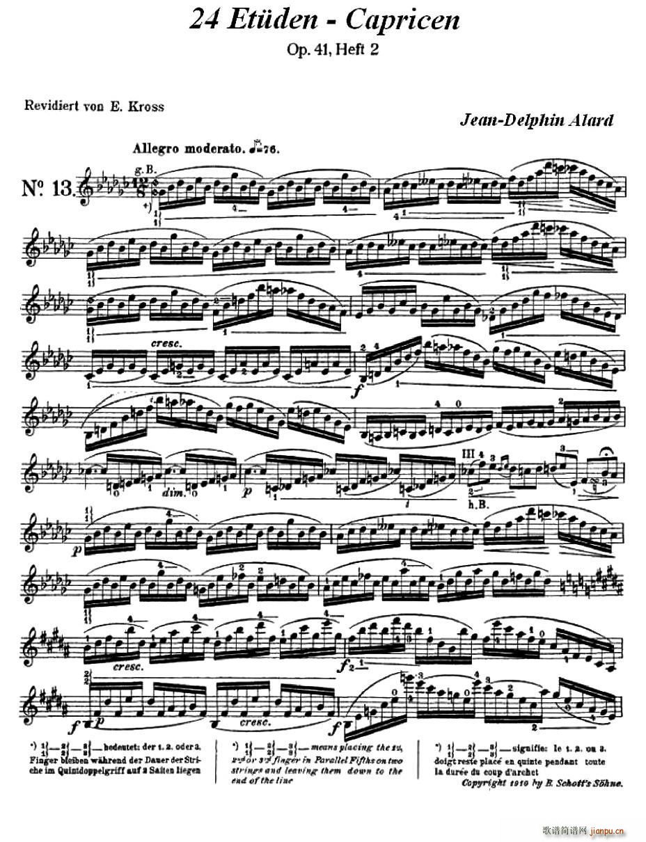 让 德尔菲 阿拉尔 12首小提琴隨想练习曲之13(小提琴谱)1