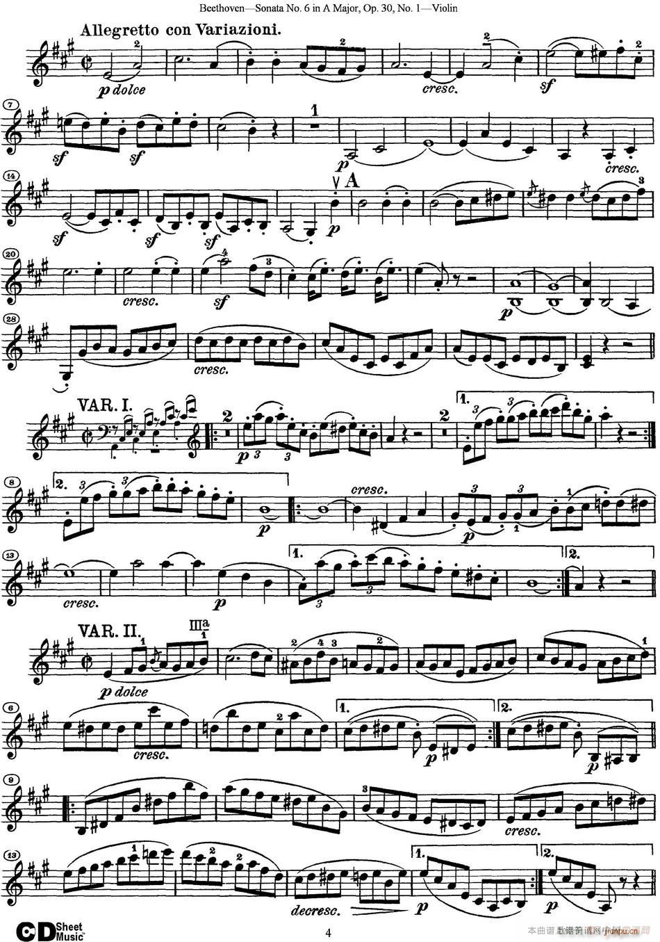 Violin Sonata No 6 in A Major Op 30 No 1 4