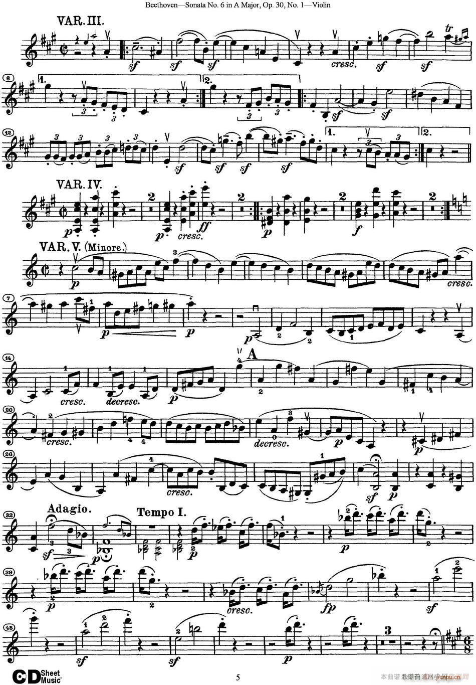 Violin Sonata No 6 in A Major Op 30 No 1