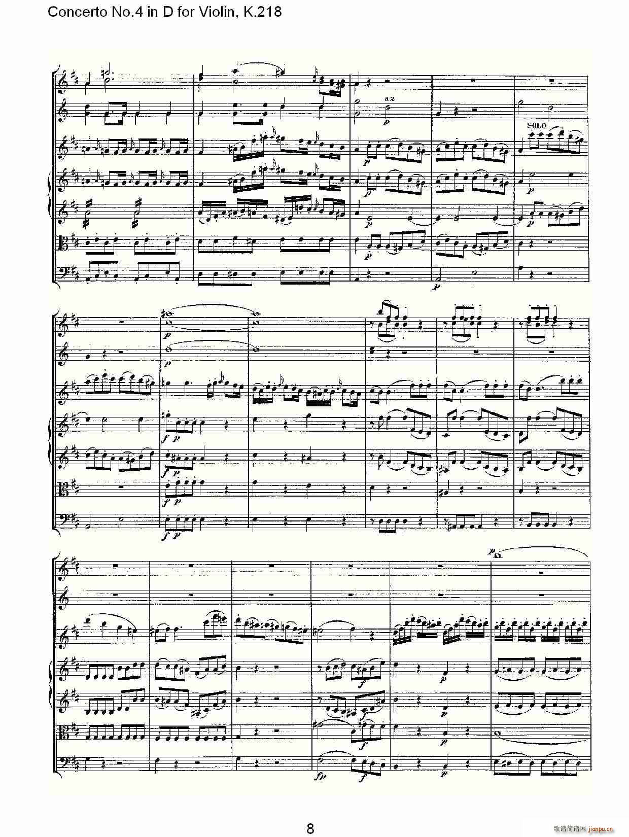 Concerto No.4 in D for Violin, K.218(小提琴谱)8