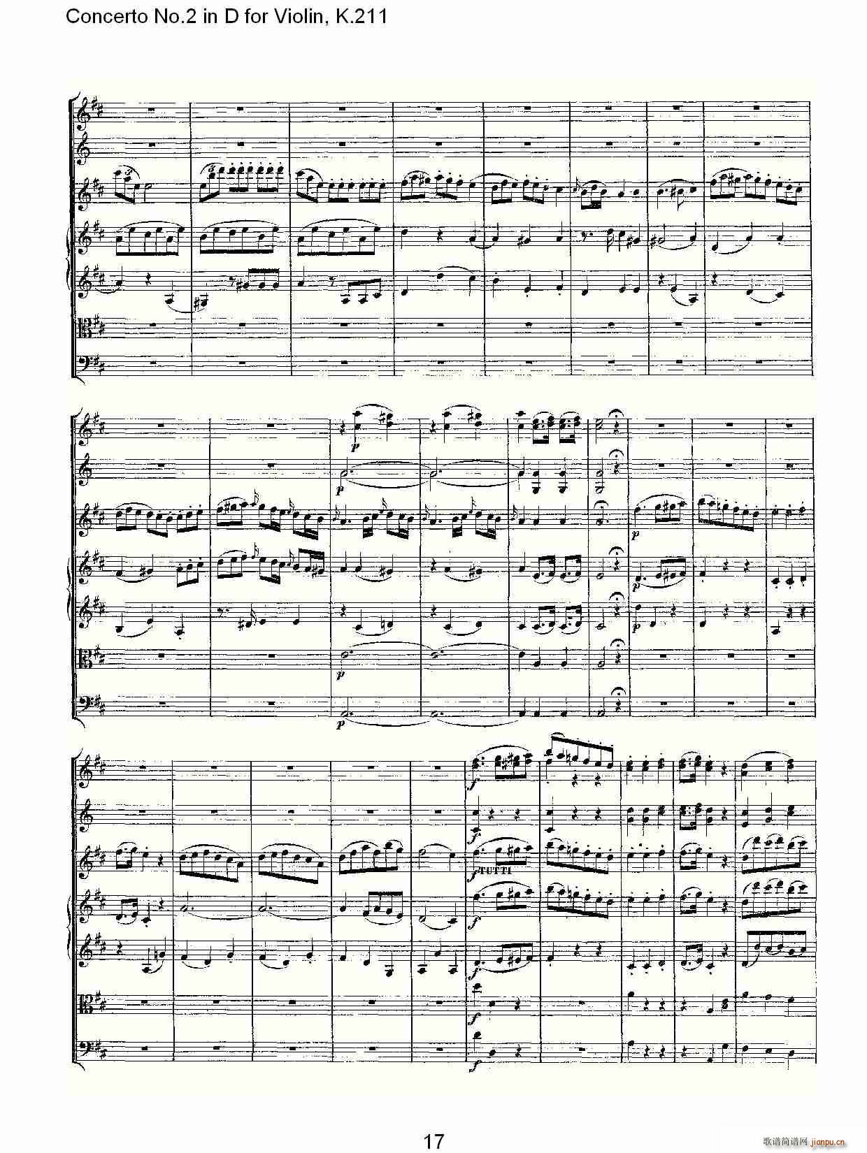 Concerto No.2 in D for Violin, K.211(小提琴谱)17