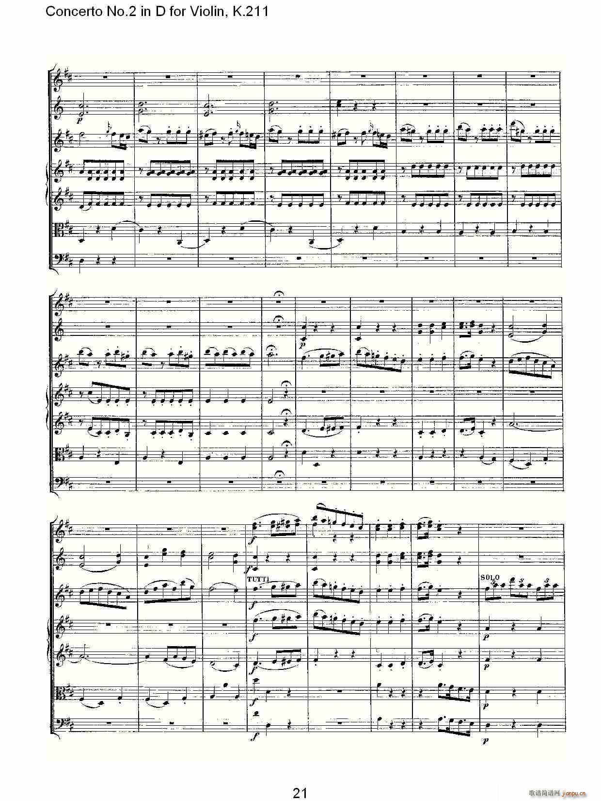 Concerto No.2 in D for Violin, K.211(小提琴谱)21