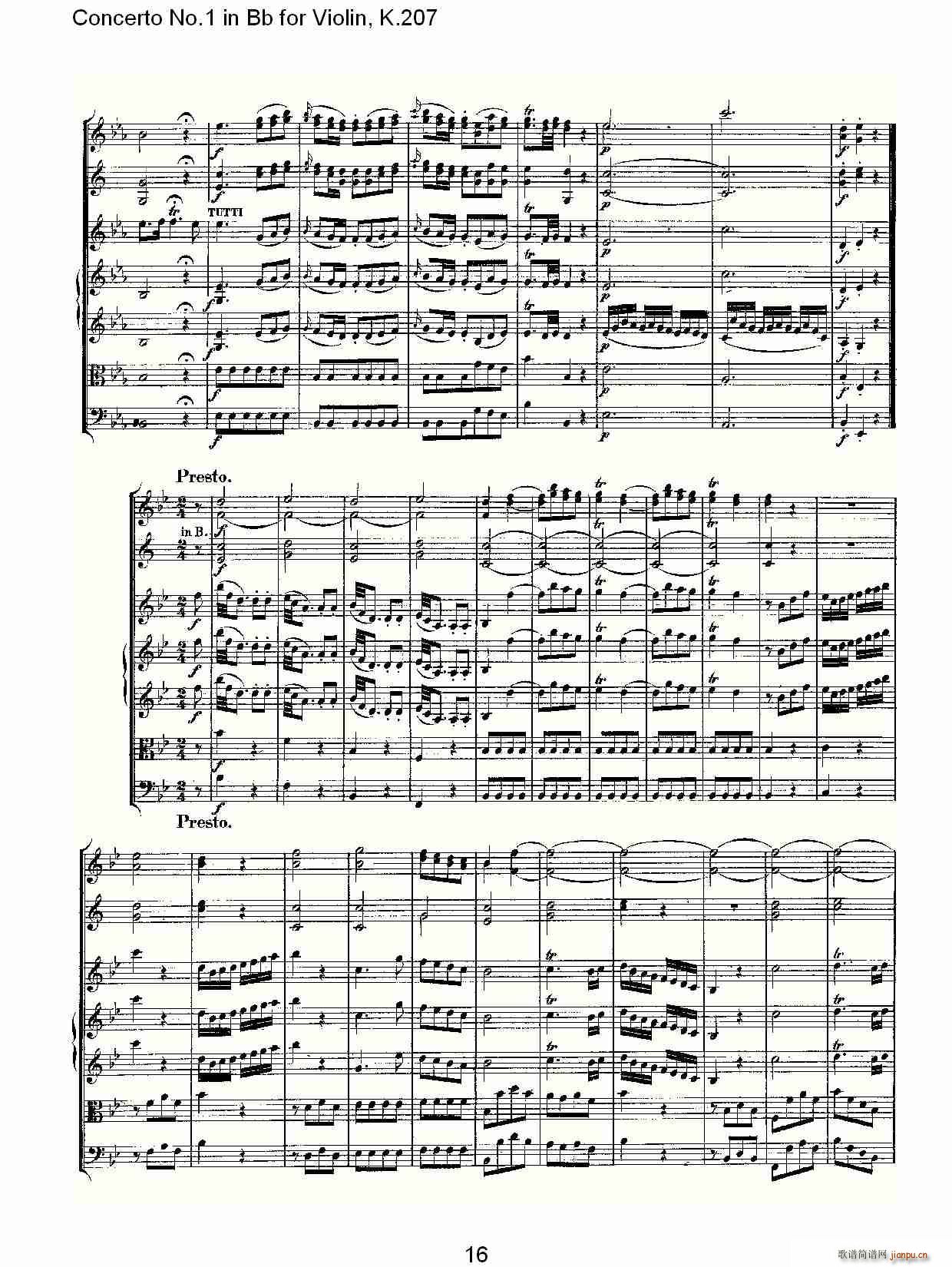 Concerto No.1 in Bb for Violin, K.207(小提琴谱)16