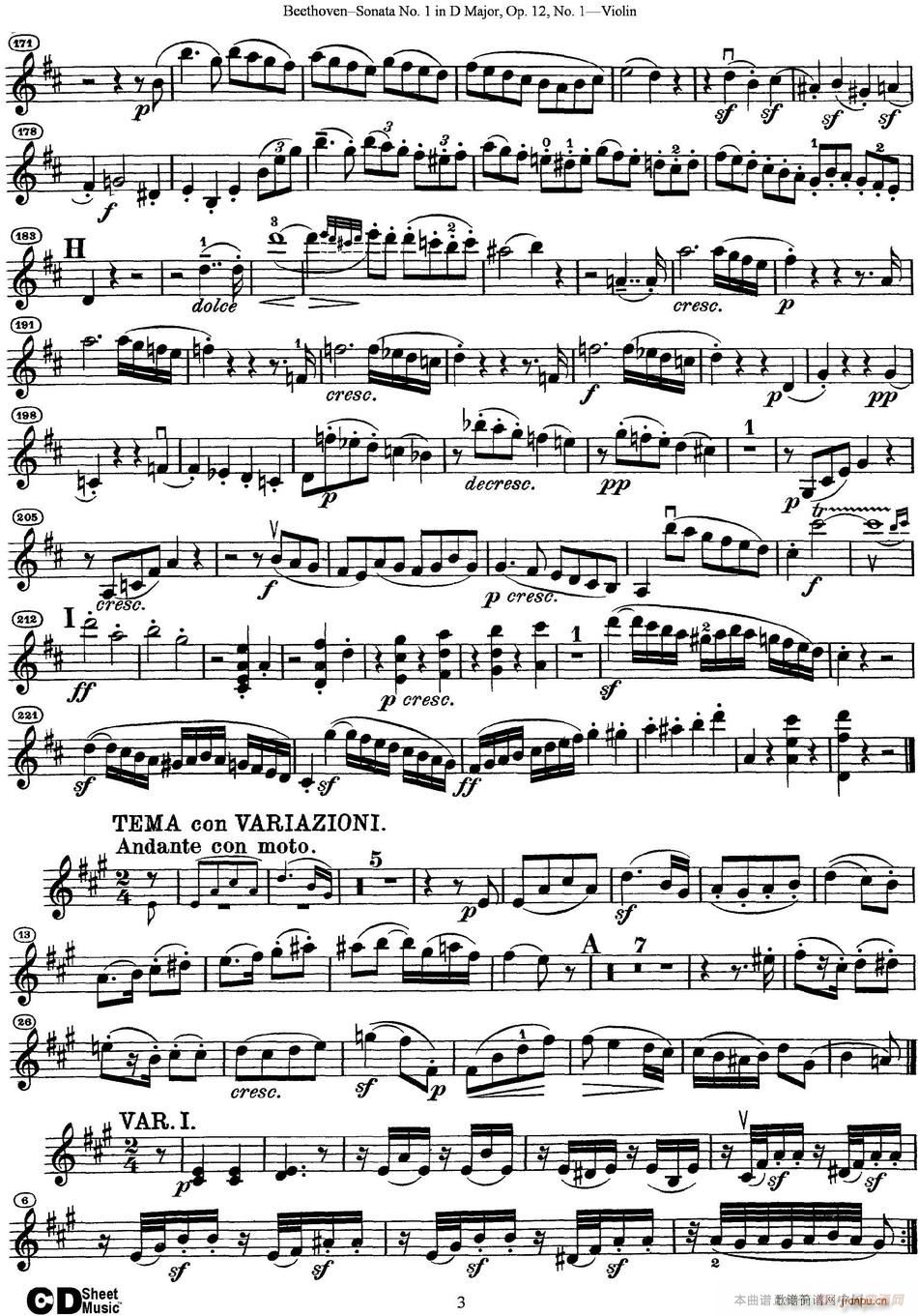 Violin Sonata No 1 in D Major Op 12 No 1