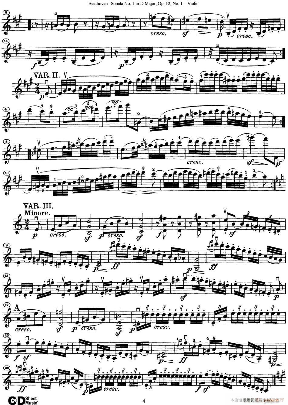 Violin Sonata No 1 in D Major Op 12 No 1