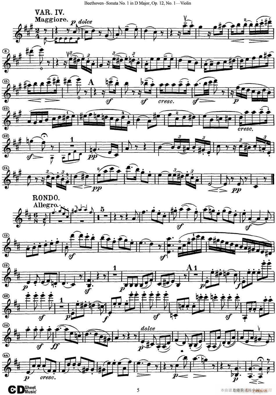 Violin Sonata No 1 in D Major Op 12 No 1