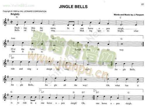 110.JINGLEBELLS简谱小提琴版,新手独奏曲谱完整版五线谱