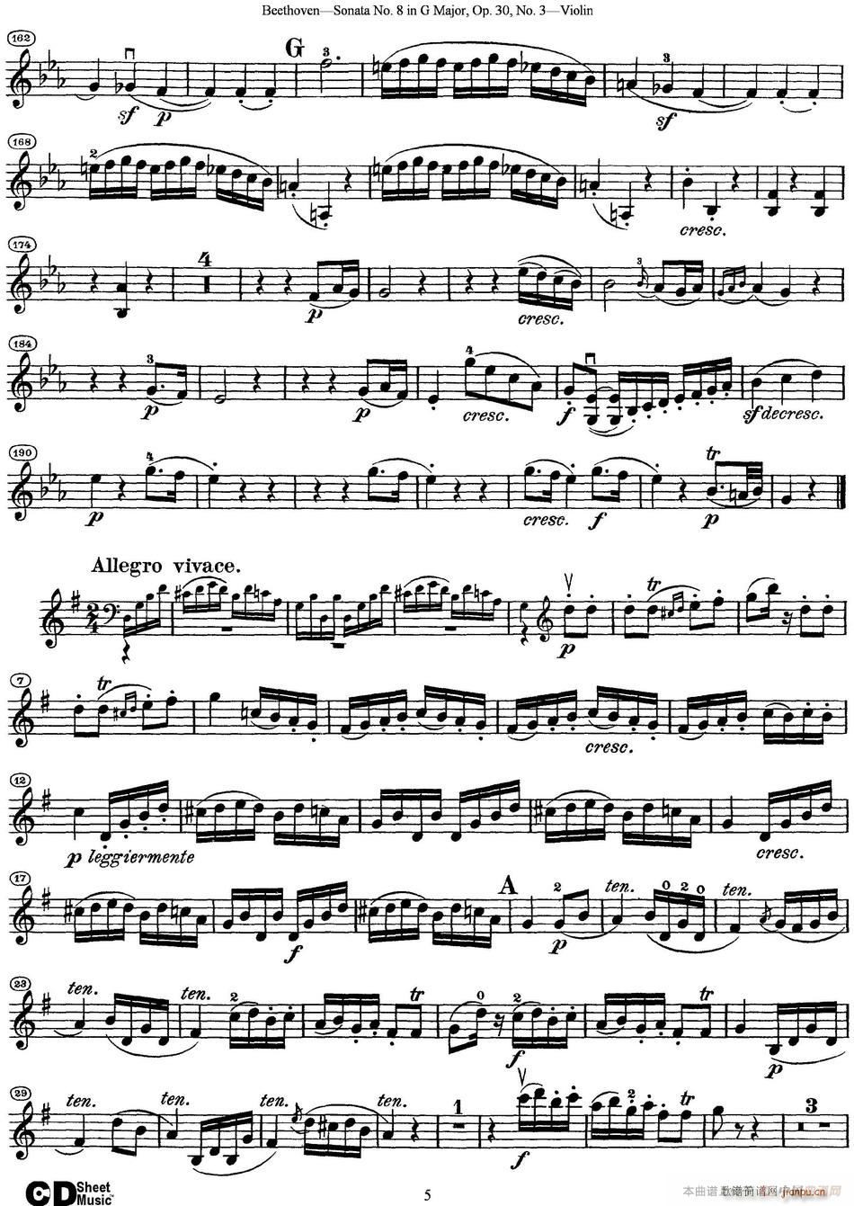 Violin Sonata No 8 in G Major Op 30 No 3