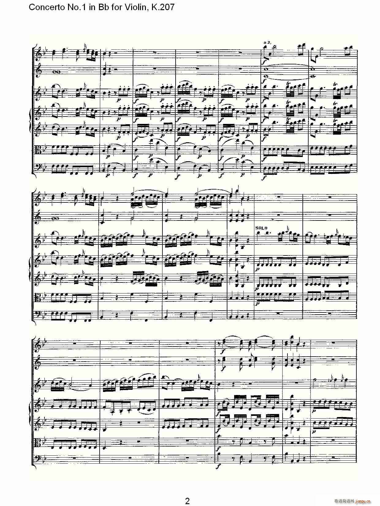 Concerto No.1 in Bb for Violin, K.207（Bb调小提琴第一协奏曲）