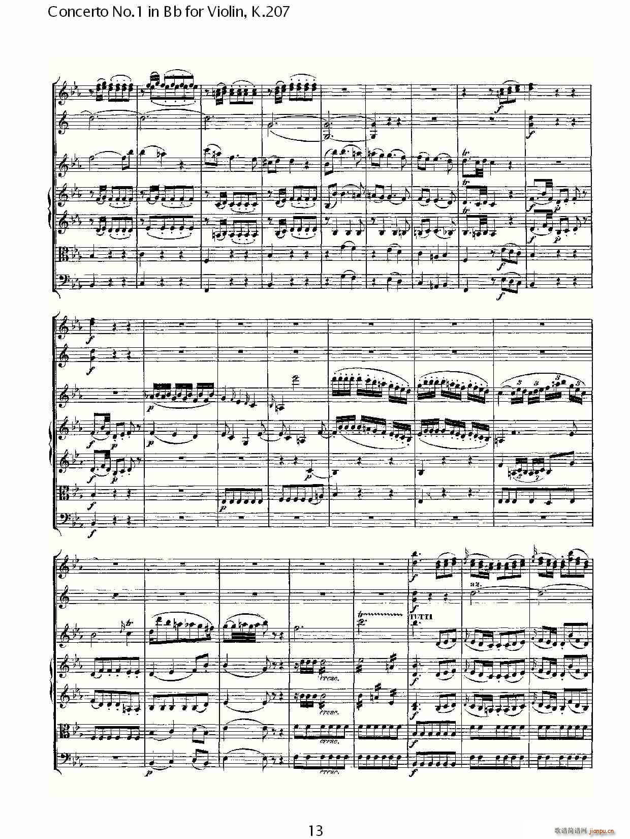 Concerto No.1 in Bb for Violin, K.207（Bb调小提琴第一协奏曲）