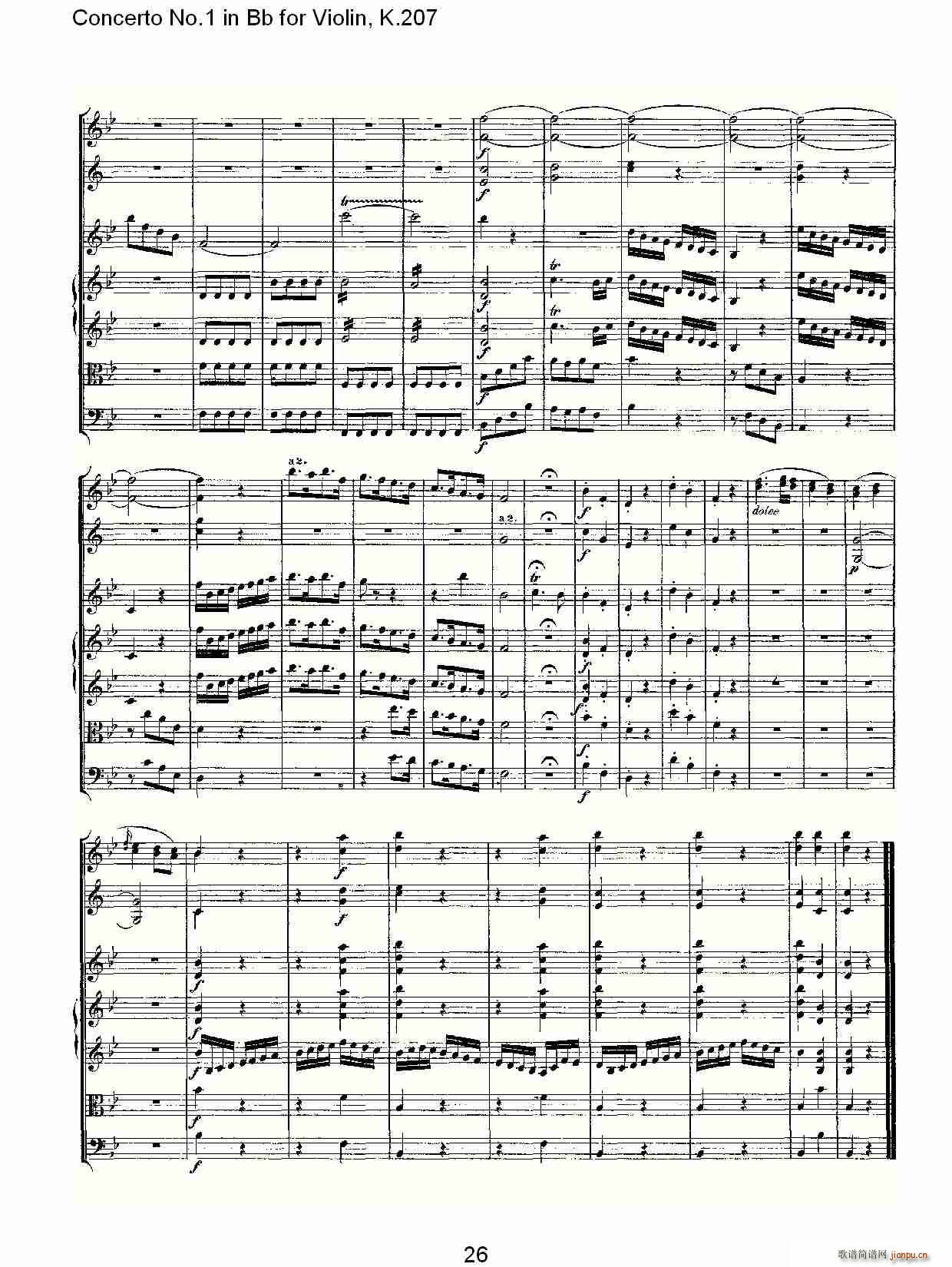 Concerto No.1 in Bb for Violin, K.207（Bb调小提琴第一协奏曲）