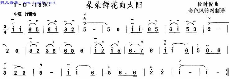 朵朵鲜花向太阳 二胡曲谱吉他谱